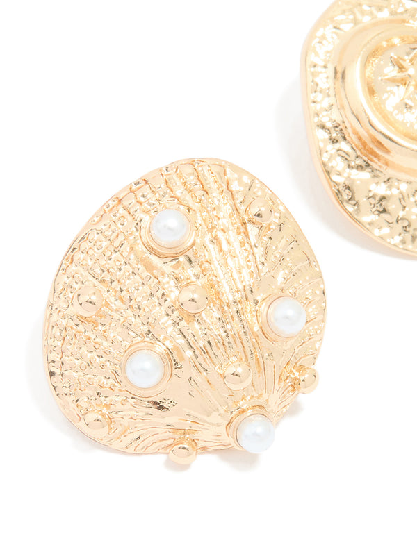 Gold Shell Brooches 2-Pack