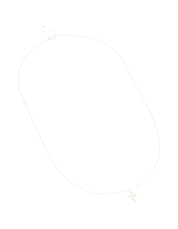Sterling Silver Cubic Zirconia Cross Pendant Necklace