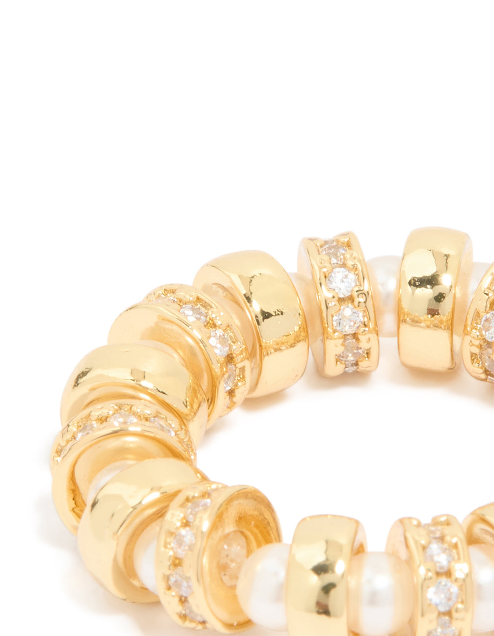 Gold Plated Cubic Zirconia Pearl Loop Ring