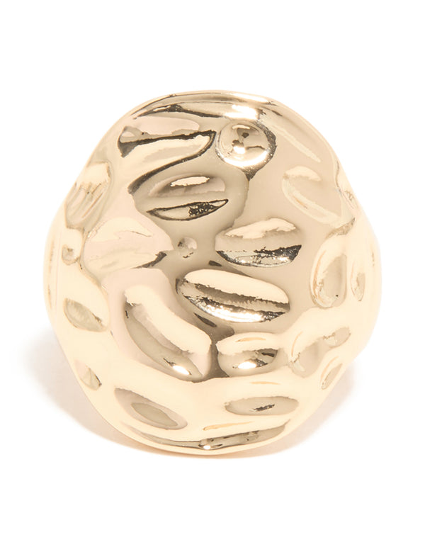 Gold Textured Oval Ring
