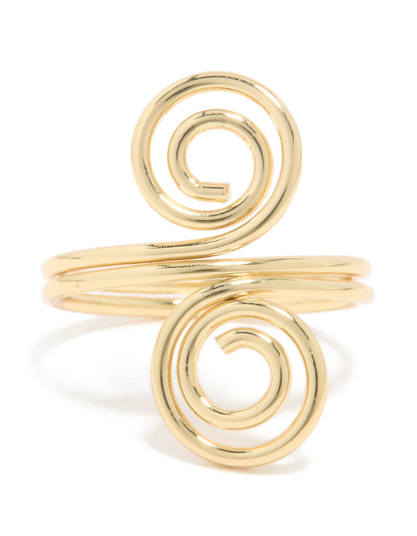 Gold Plated Double Swirl Ring