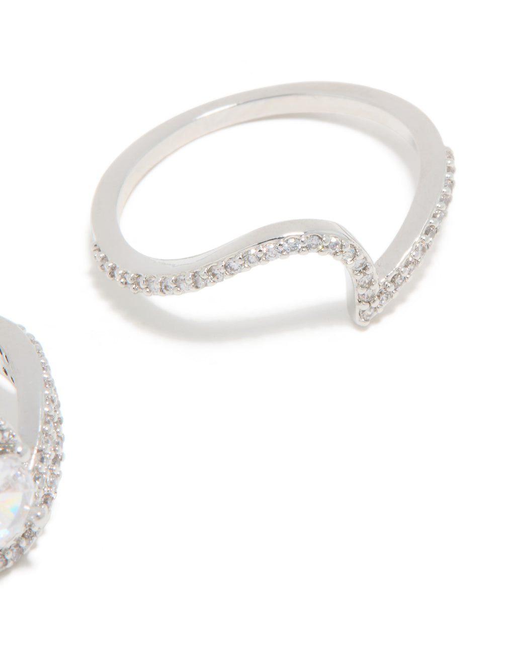 Silver Cubic Zirconia Puzzle Stacking Rings 2-Pack