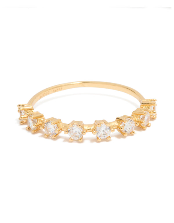 Gold Plated Sterling Silver Cubic Zirconia Half Eternity Ring