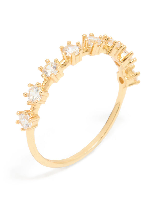 Gold Plated Sterling Silver Cubic Zirconia Half Eternity Ring