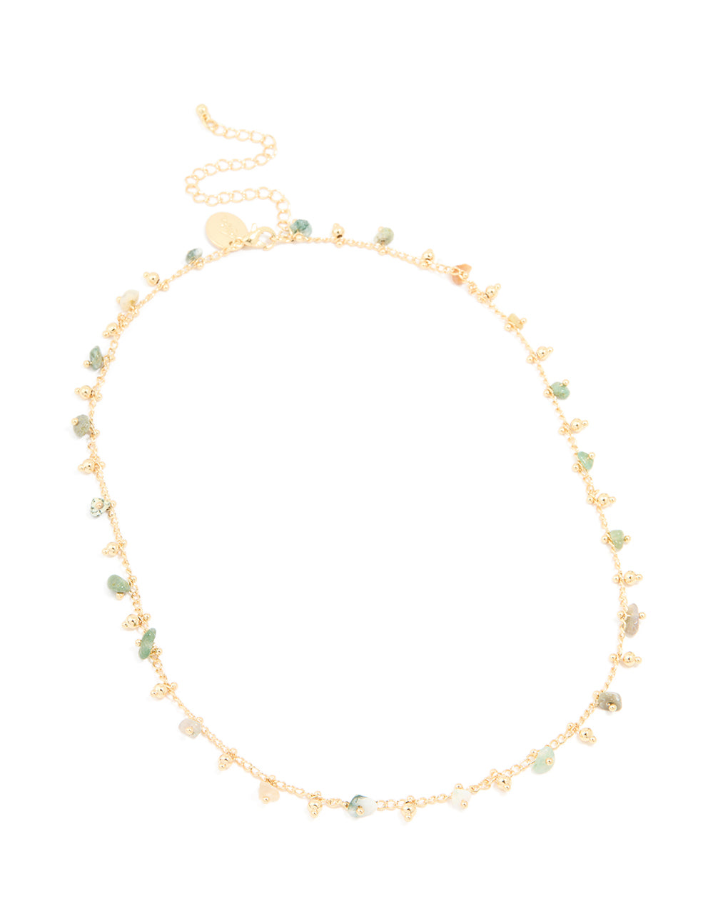 Gold Plated Multicoloured Semi Precious Stone Droplet Necklace