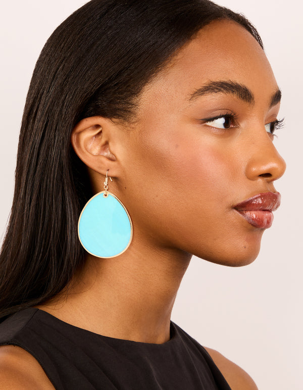 Gold Teardrop Shell Hook Earrings