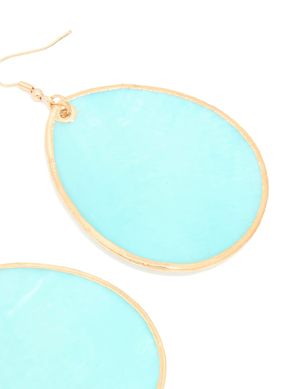 Gold Teardrop Shell Hook Earrings