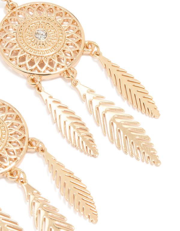 Gold Mini Dreamcatcher Earrings