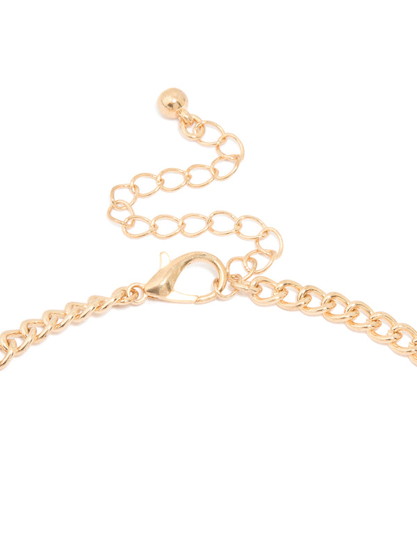 Gold Flower & Leaf Statement Necklace