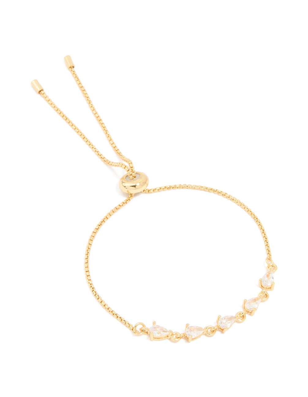Gold Plated Cubic Zirconia Teardrop Toggle Bracelet