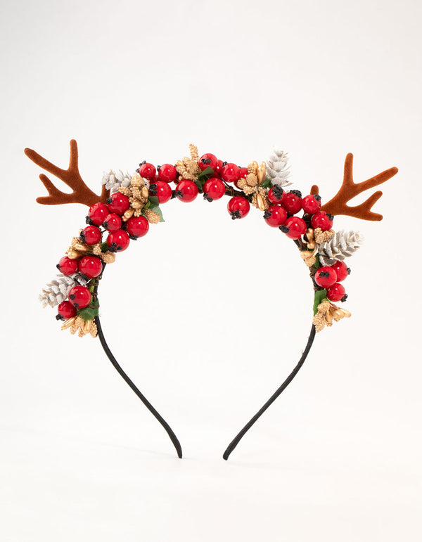Fabric Reindeer Forest Wreath Headband
