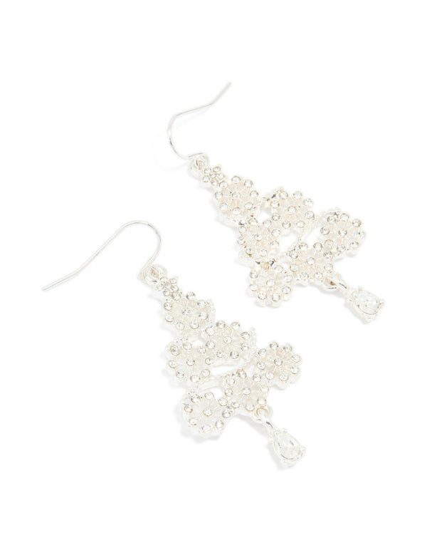 Silver Diamante Snowflake Drop Earrings