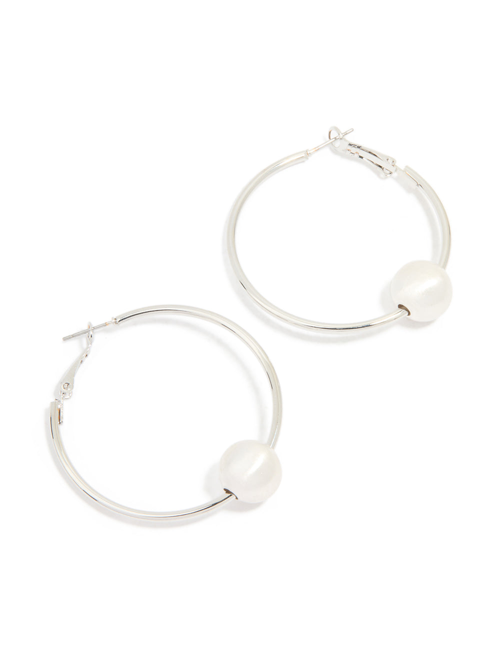 Silver Smooth Ball Centre Hoop Earrings