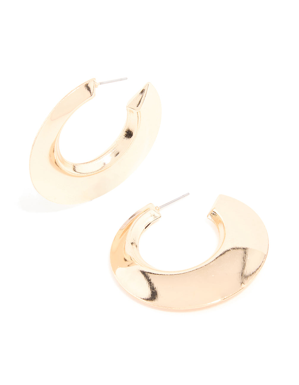 Gold Tapered Wide Hoop Earrings