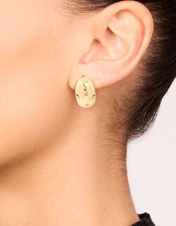 Gold Plated Brass Pebble Large Hoop Earrings