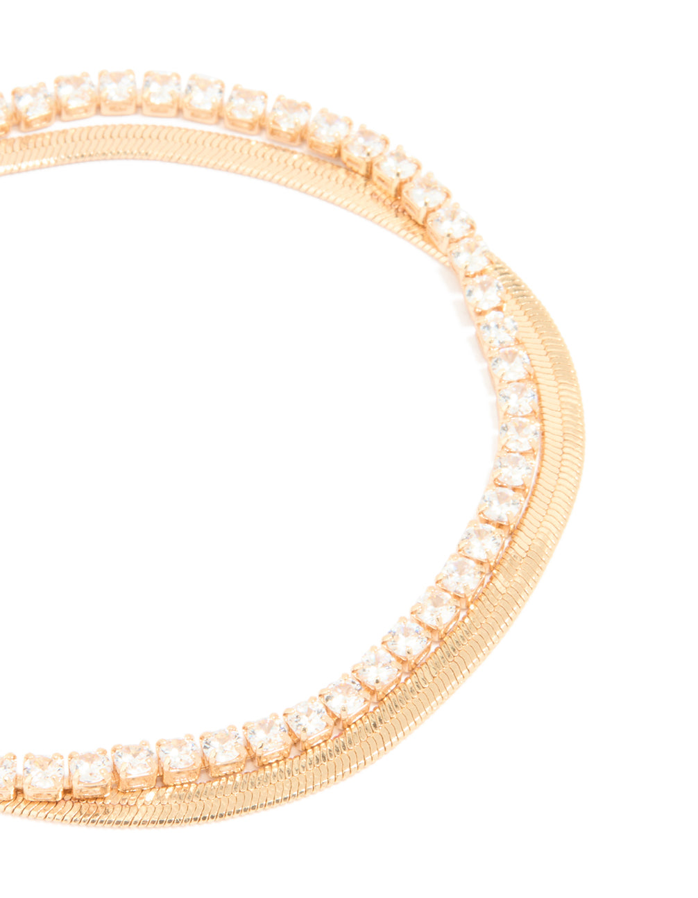 Gold Cubic Zirconia Snake Chain Layered Bracelet