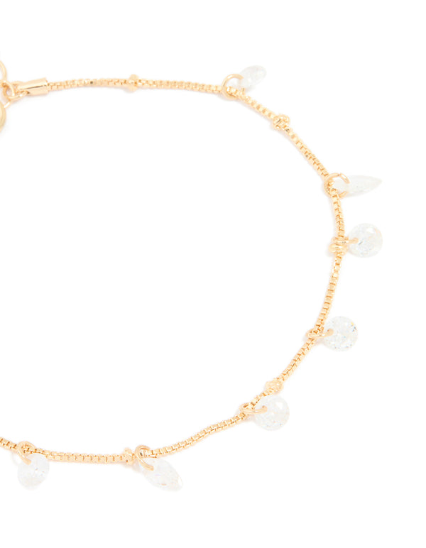 Gold Cubic Zirconia Cluster Y Bracelet