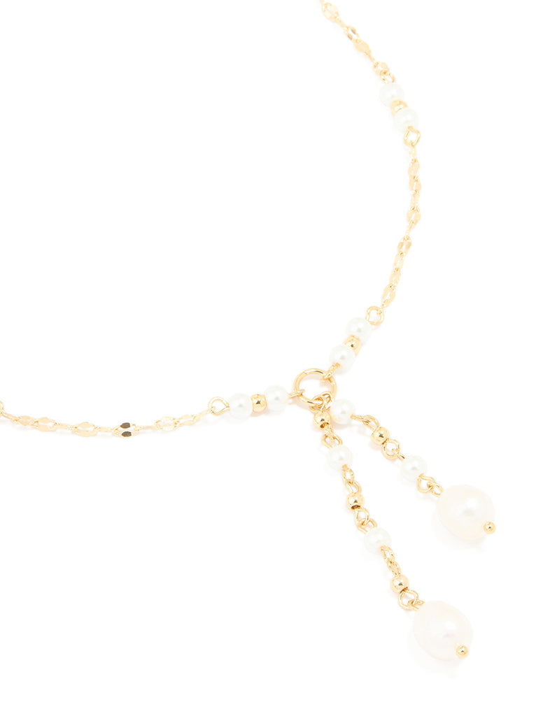 Gold Plated Freshwater Pearl Chain Drop Y-Necklace - Lovisa