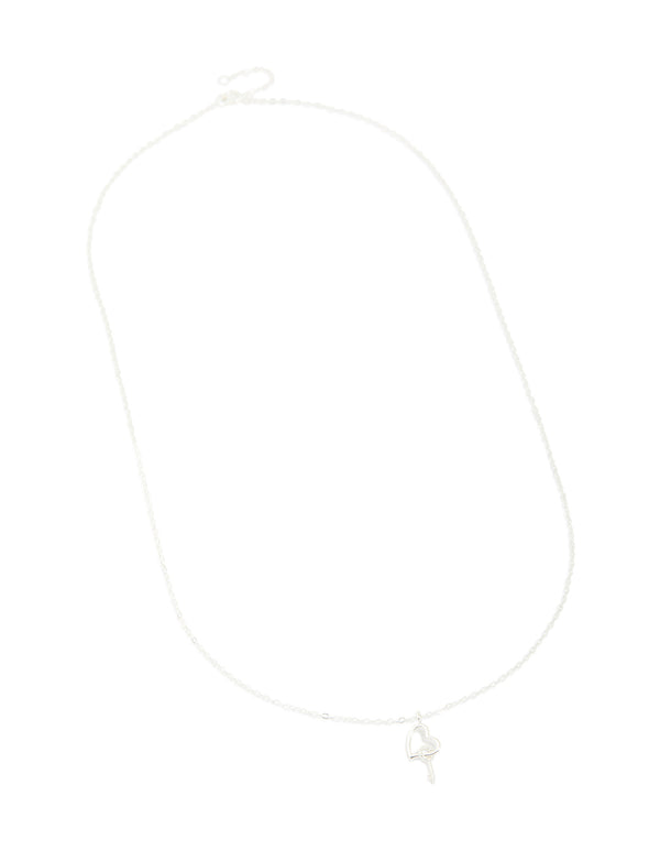 Sterling Silver Heart & Key Pendant Necklace