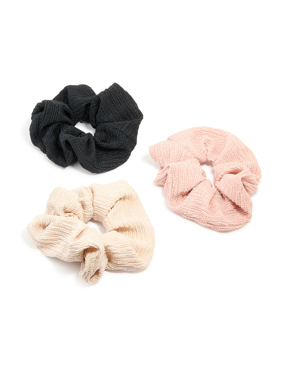 Textured Core Fabric Scrunchies 3-Pack