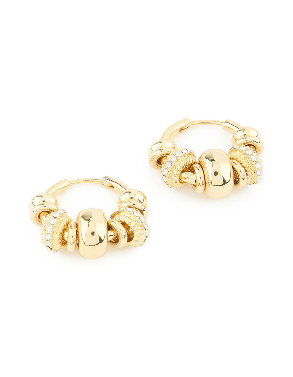 Gold Plated Diamante Rondell Hoop Earrings