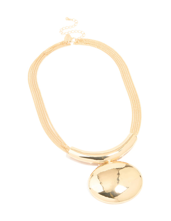 Gold Statement Circle Pendant Necklace
