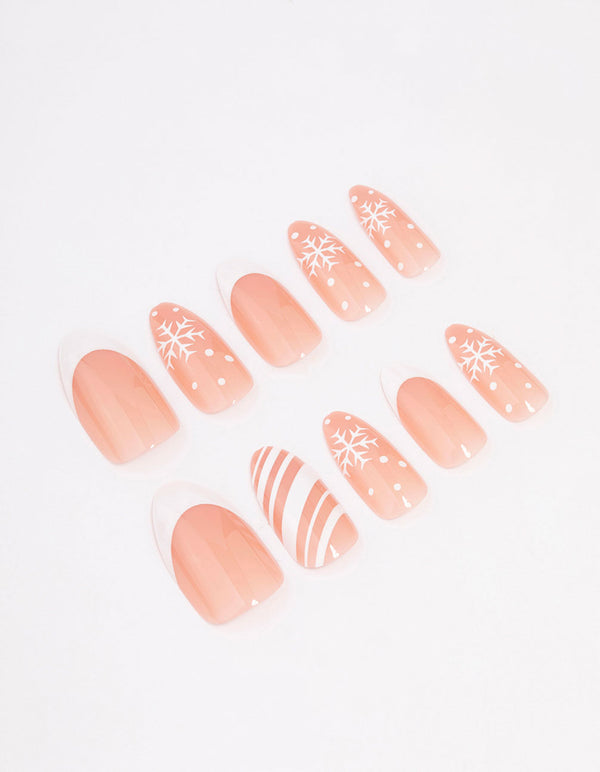 White Snowflake Press-On Nail Set