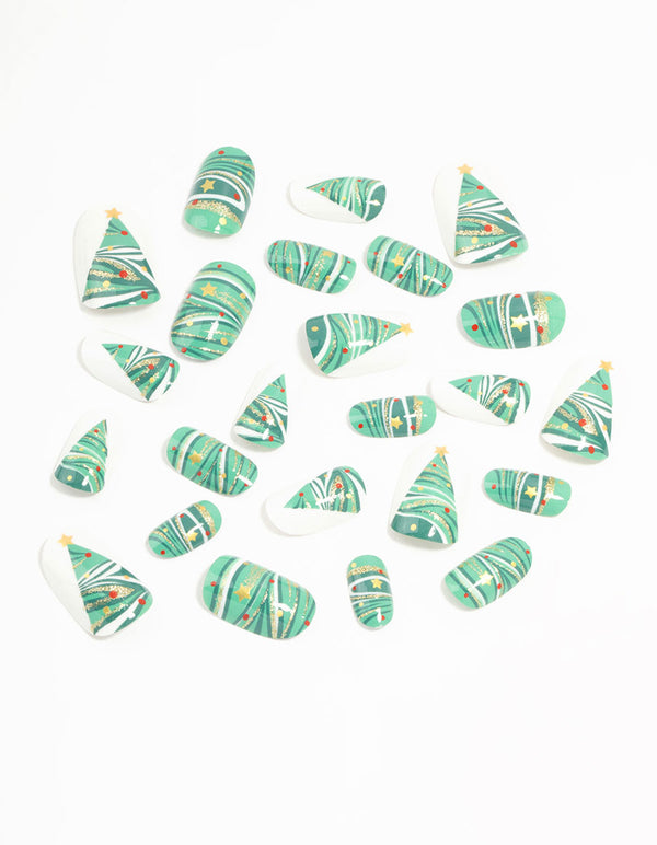 Green Festive Tree Press-On Nail Set