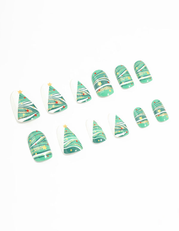 Green Festive Tree Press-On Nail Set