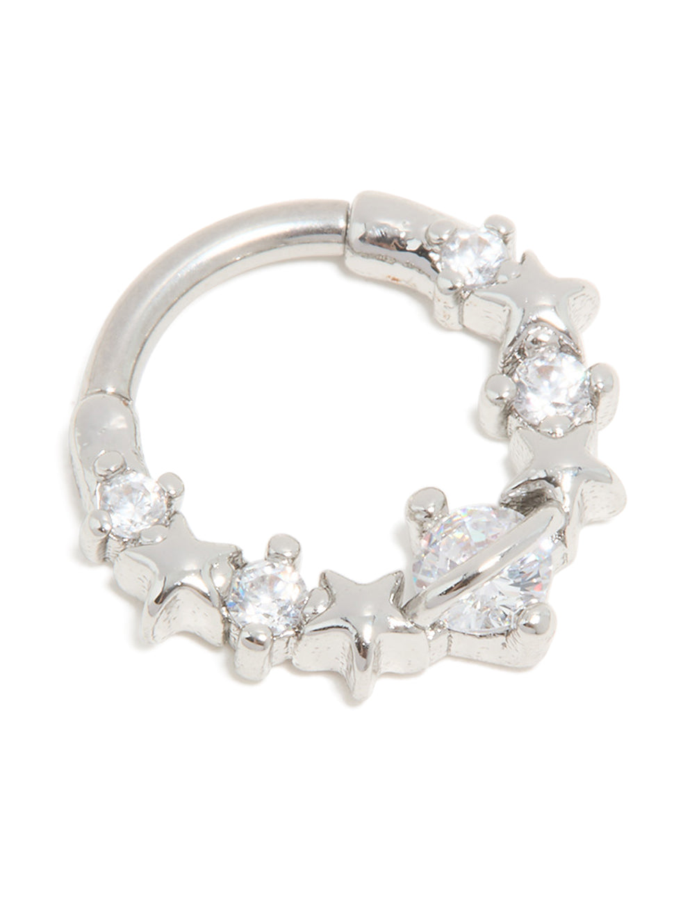 Surgical Steel Cubic Zirconia Floral Clicker Ring