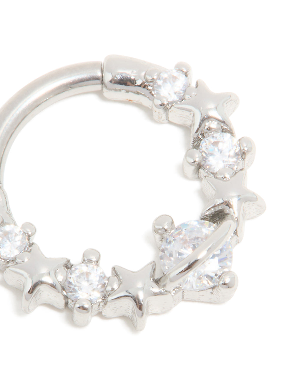Surgical Steel Cubic Zirconia Floral Clicker Ring