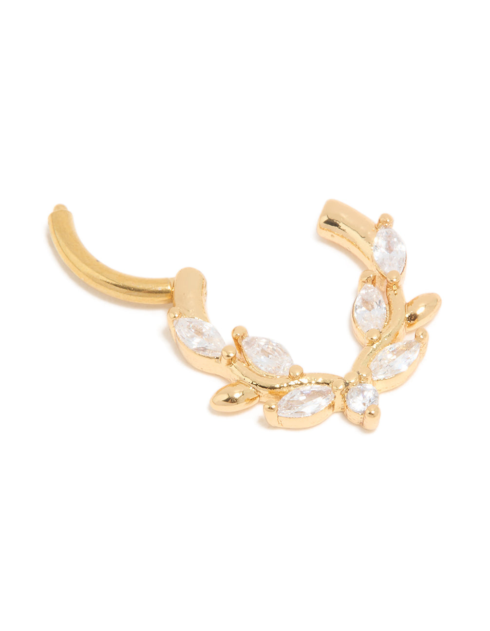 Gold Plated Titanium Cubic Zirconia Vine Clicker Ring
