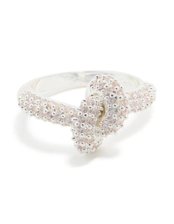 Silver Plated Cubic Zirconia Modern Knot Ring