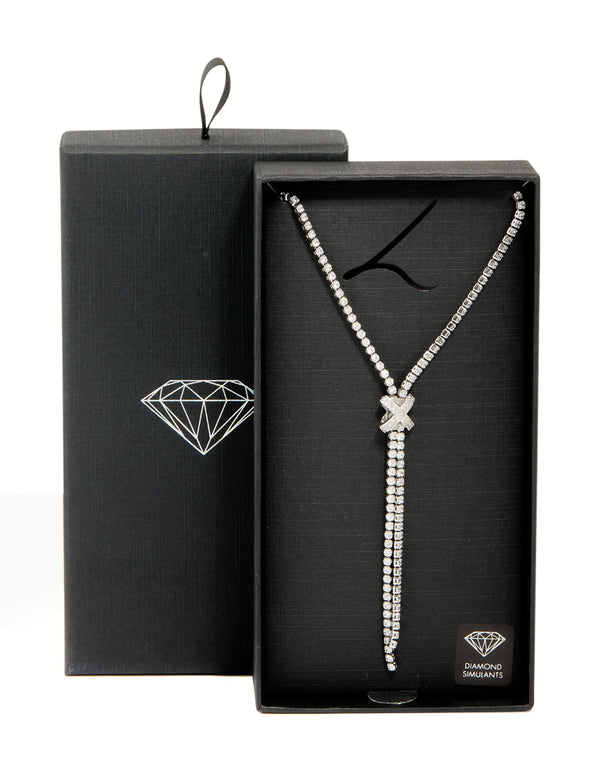 Silver Cubic Zirconia Knotted Y-Necklace