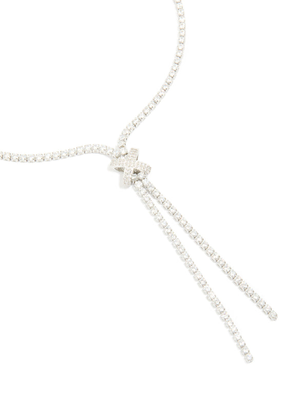 Silver Cubic Zirconia Knotted Y-Necklace