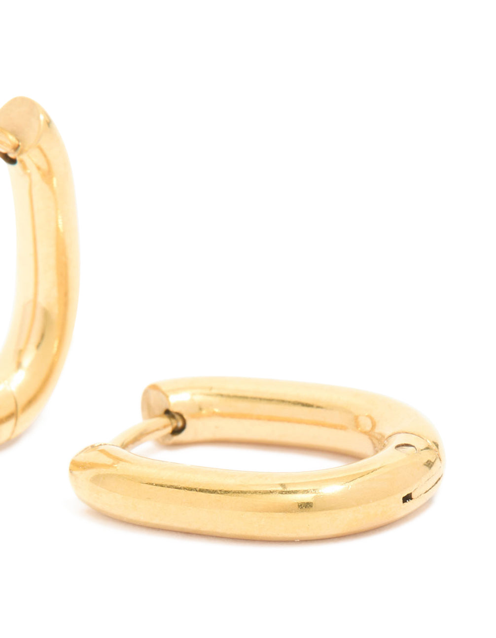 Waterproof Gold Plated Stainless Steel Oval Clicker Hoop Earrings