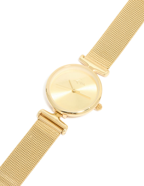 Gold Round Mesh Watch