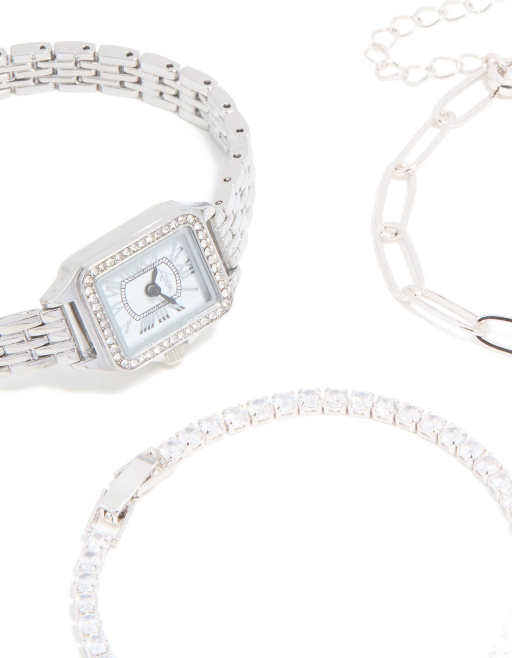 Silver Vintage Watch & Bracelet Pack