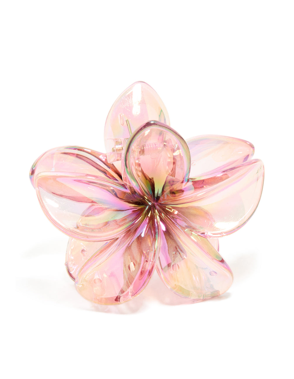 Pink Iridescent Frangipani Flower Hair Claw Clip