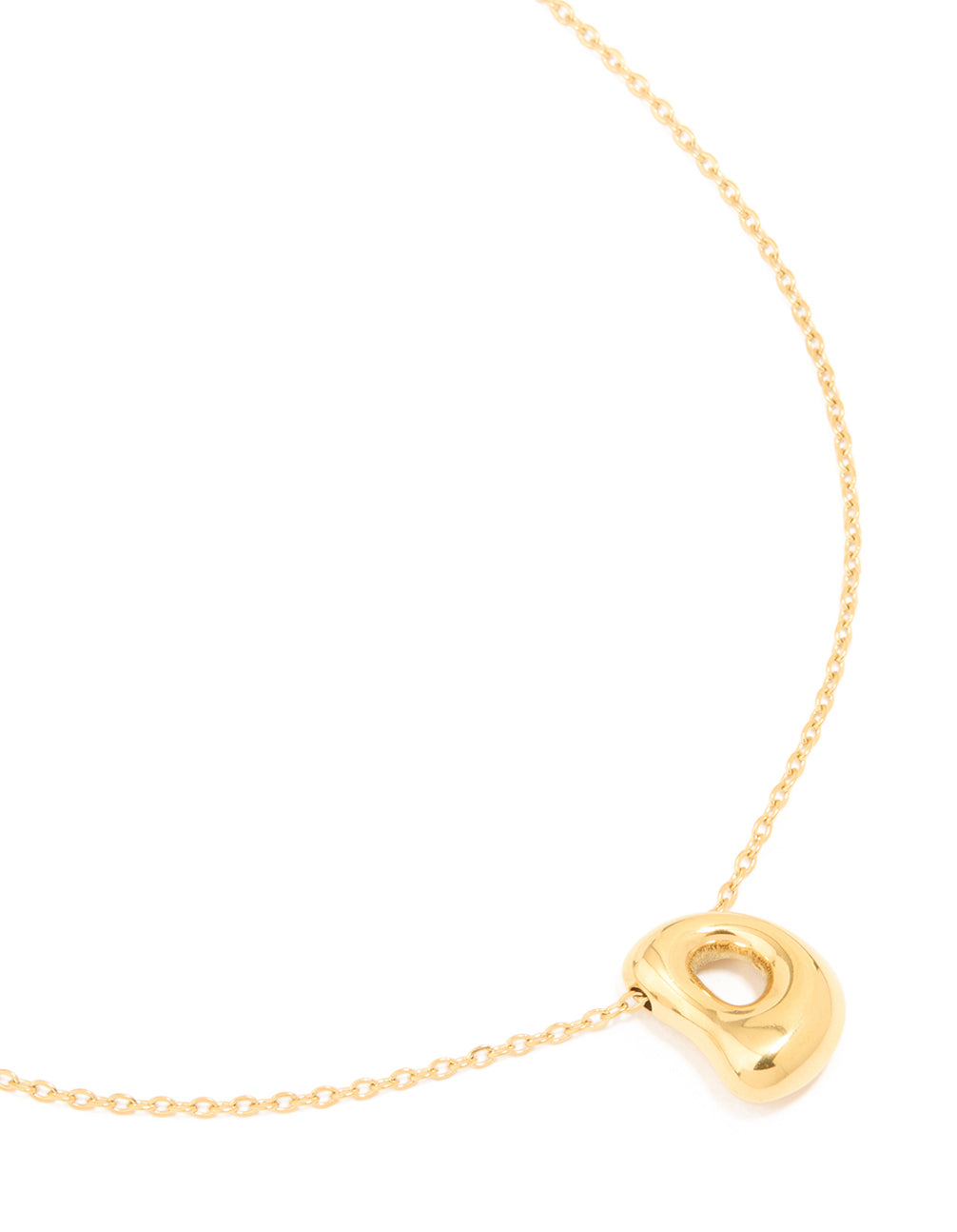 Showcasing a waterproof letter D necklace crafted from gold plated stainless steel with initial pendant close up view