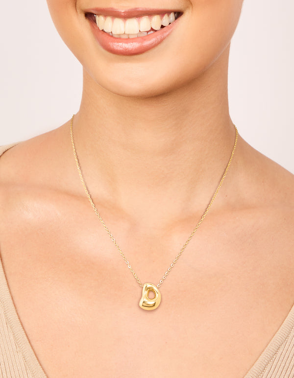 Waterproof Gold Plated Stainless Steel Large Bubble Letter D Necklace