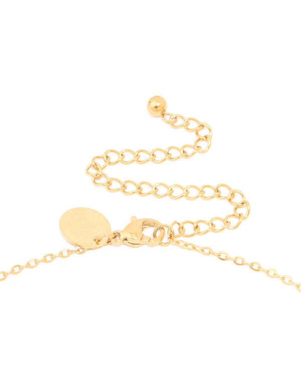 This waterproof gold plated stainless steel large bubble letter G necklace featuring a bold initial pendant clasp detail view