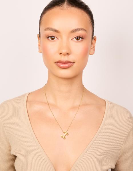 Waterproof Gold Plated Stainless Steel Large Bubble Letter I Necklace