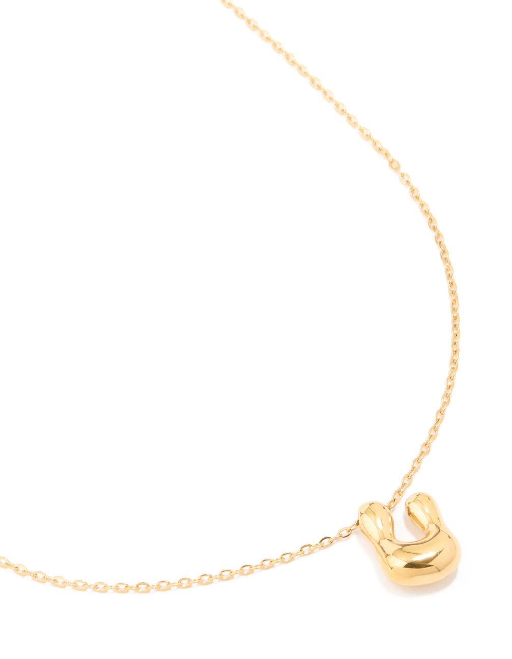 Waterproof Gold Plated Stainless Steel Large Bubble Letter U Necklace