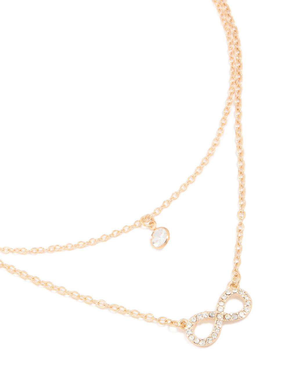 Gold Diamante & Infinity Layered Necklace