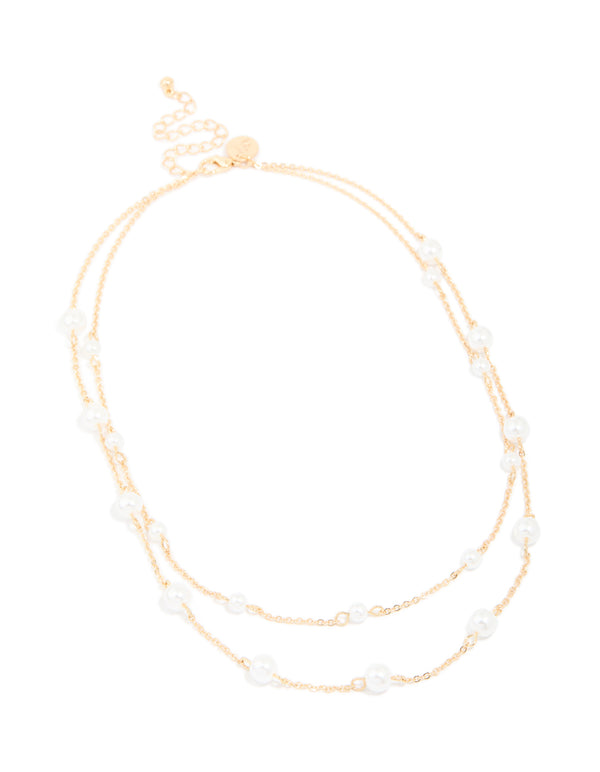 Gold Pearl Layered Necklace