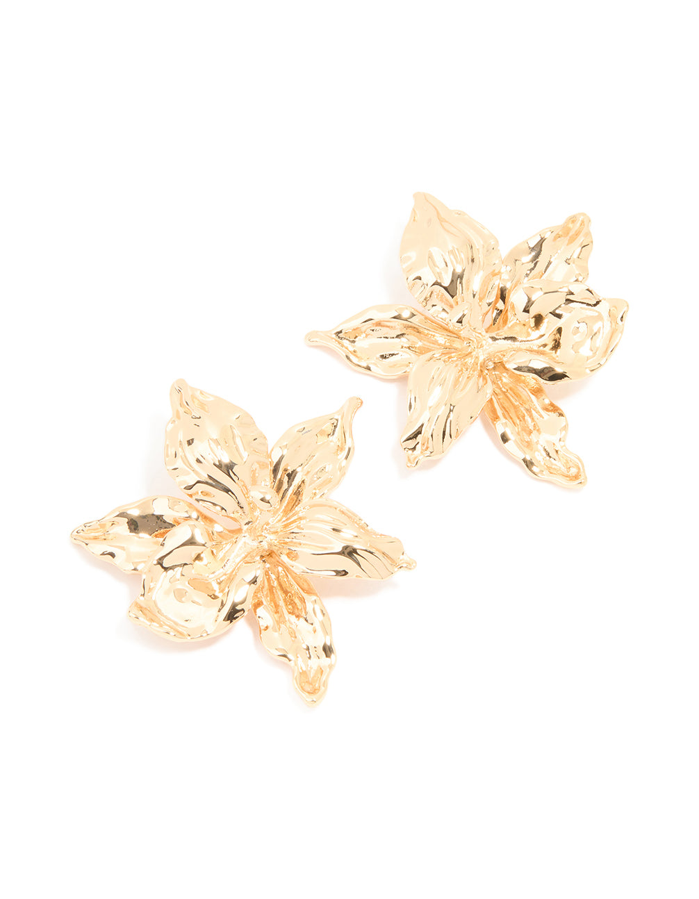 Gold Frangipani Flower Stud Earrings