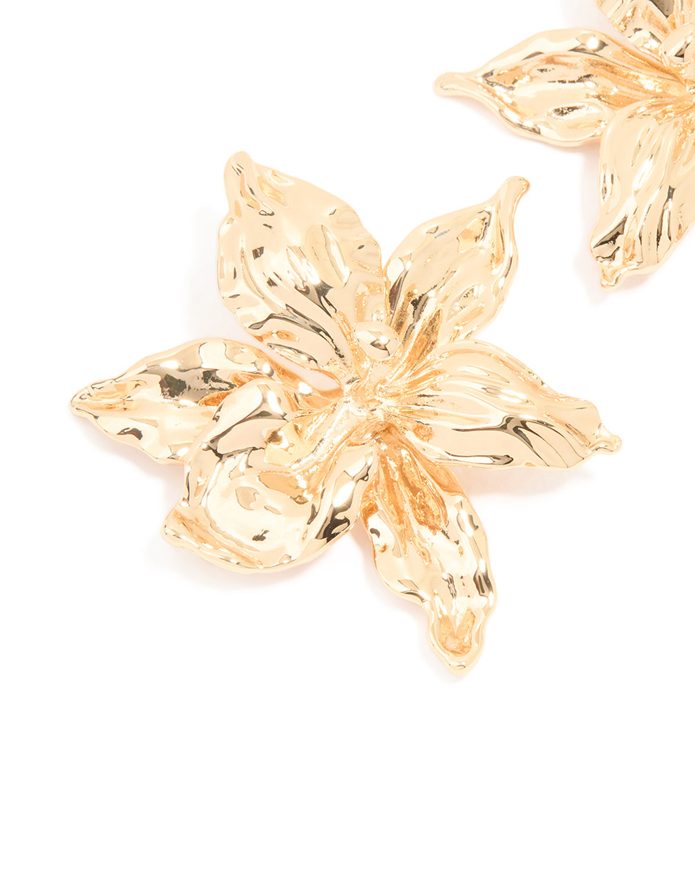 Gold Frangipani Flower Stud Earrings