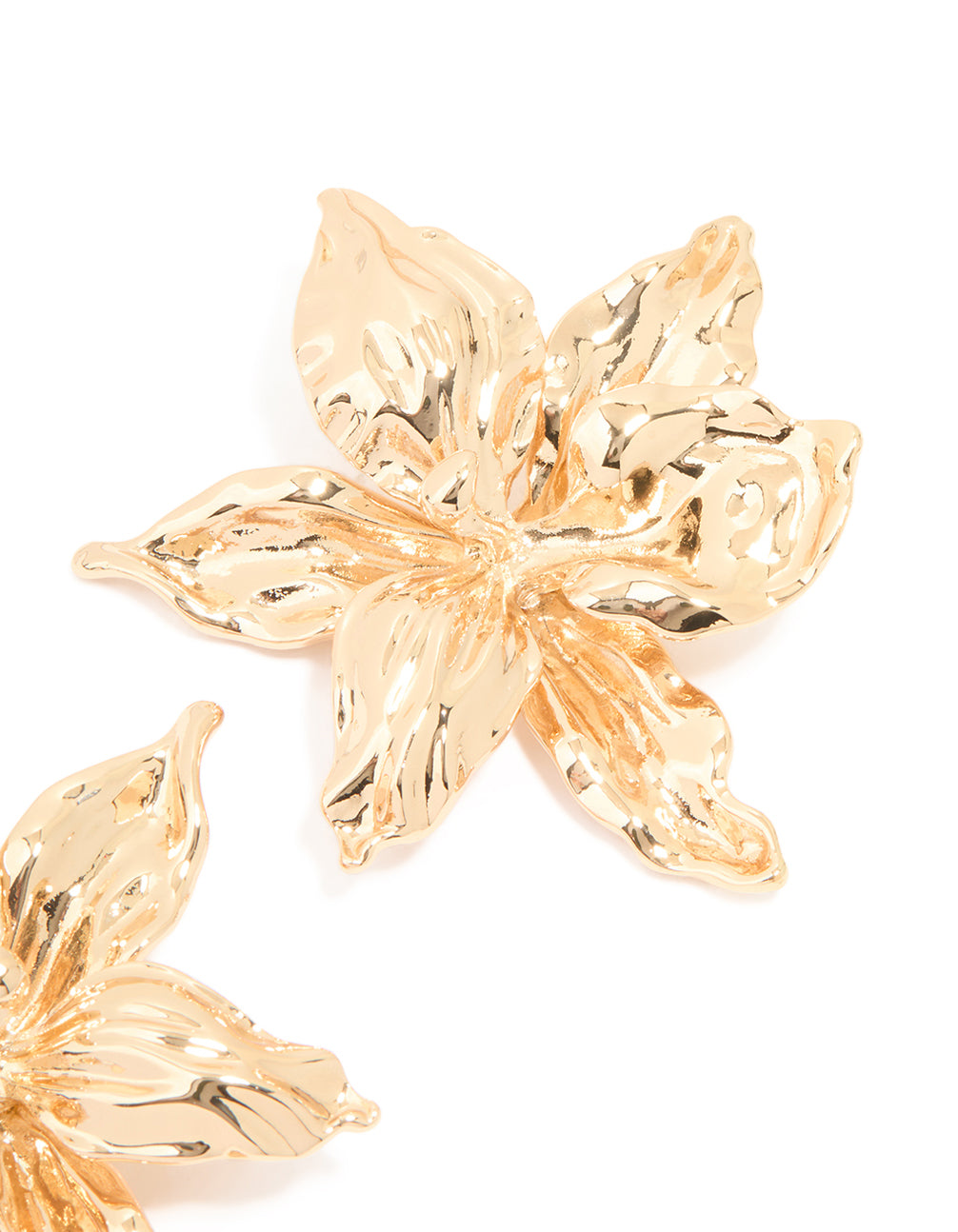 Gold Frangipani Flower Stud Earrings