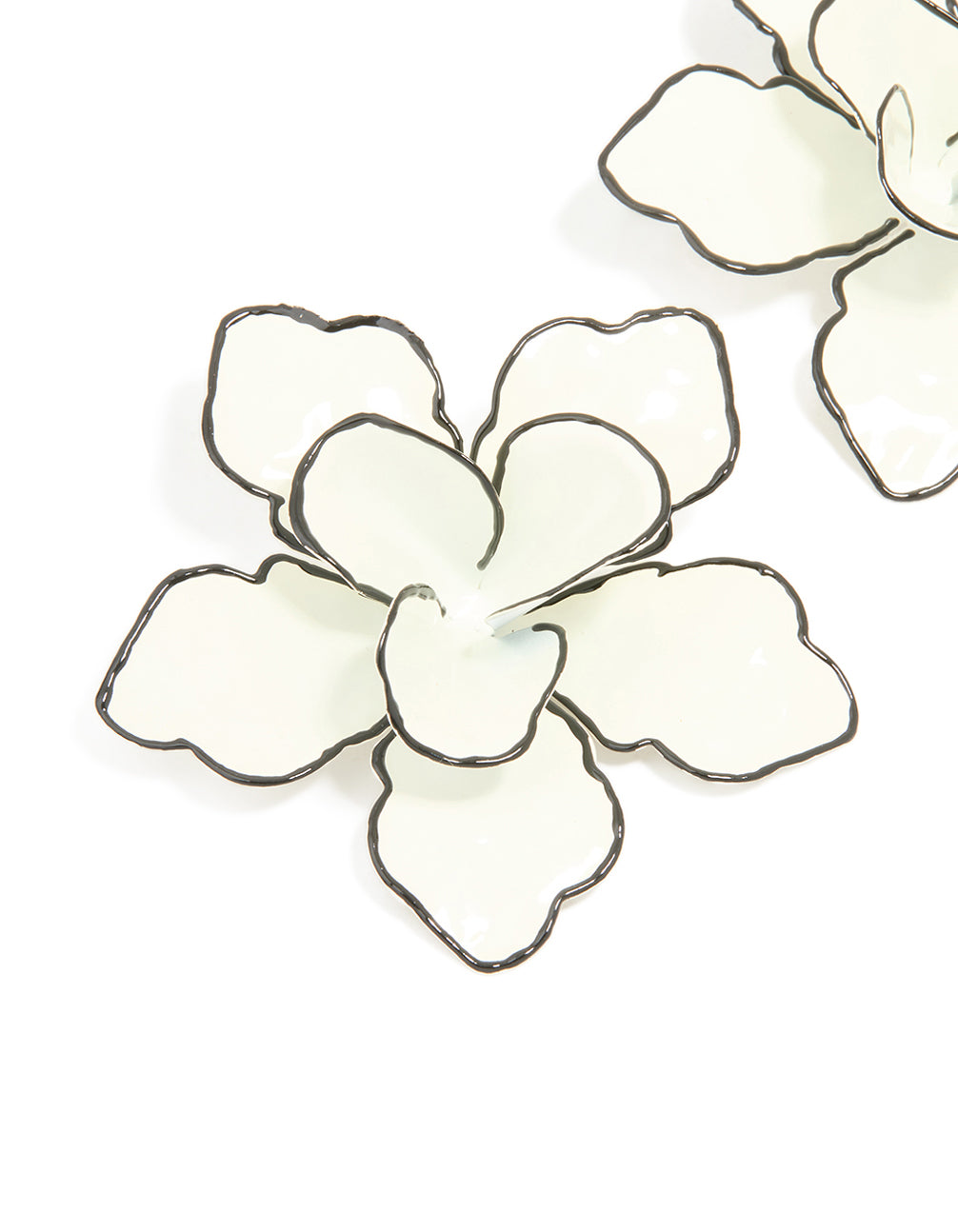 Black & White Five Petal Flower Stud Earrings